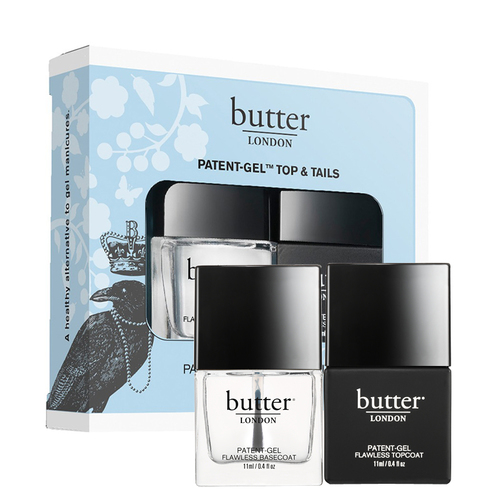 butter LONDON Patent Gel Top and Tails Set - Gel Hardwear and Nail Foundation Set, 1 set butter LONDON Patent Gel Top and Tails Set - Gel Hardwear and Nail Foundation Set on white background