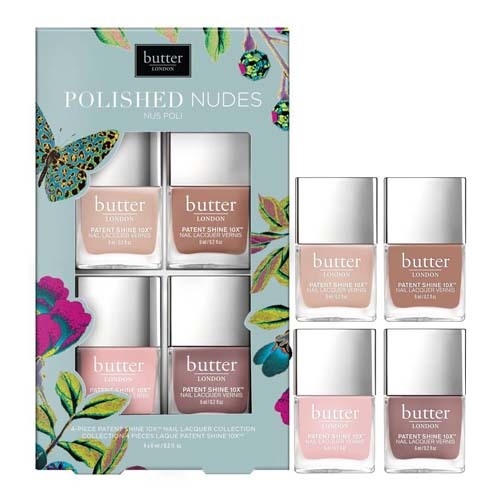 butter LONDON Patent Shine 10X Nail Lacquer Set - Polished Nudes on white background