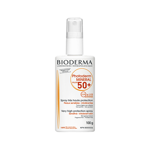 Bioderma Photoderm Mineral Spray SPF 50+ on white background