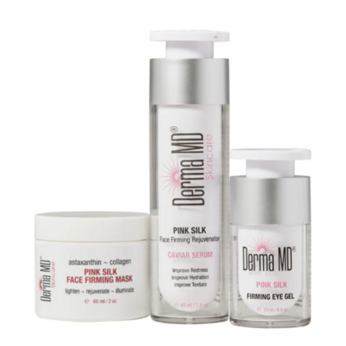 Derma MD Pink Silk Trio - Serum Eye and Mask, 1 set Derma MD Pink Silk Trio - Serum Eye and Mask on white background