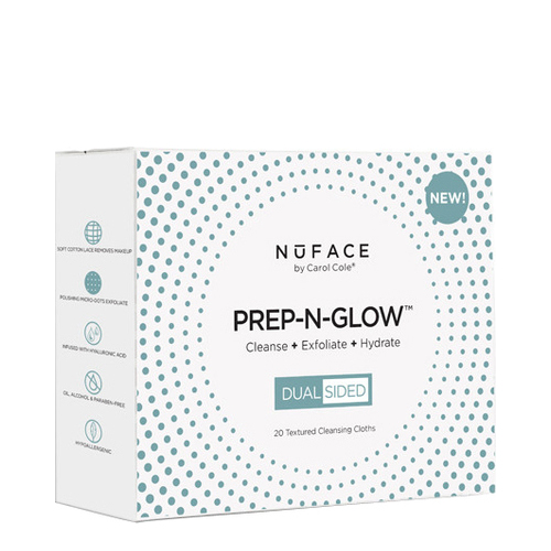NuFace Prep-N-Glow Dual-Sided Cloths, 20 wipes