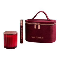 Pure Passion Candle and Travel Size Perfume Gift Set on white background