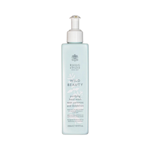 Rhug Wild Beauty Purifying Hand Wash with Cornmint and Dandelion, 250ml/8.45 fl oz Rhug Wild Beauty Purifying Hand Wash with Cornmint and Dandelion on white background