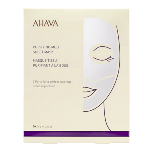 Ahava Purifying Mud Sheet Mask, 6 sheets Ahava Purifying Mud Sheet Mask on white background