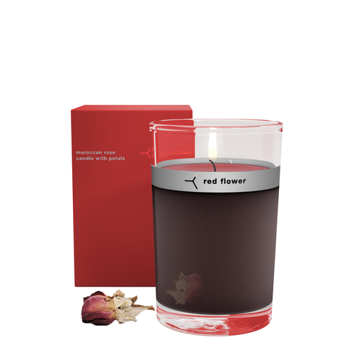 Red Flower Petal Topped Candle - French Lavender, 170g/6 oz Red Flower Petal Topped Candle - French Lavender on white background