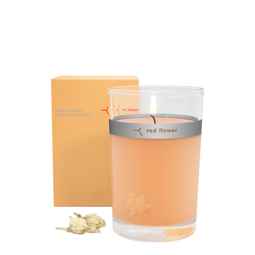 Red Flower Petal Topped Candle - French Lavender, 170g/6 oz Red Flower Petal Topped Candle - French Lavender on white background