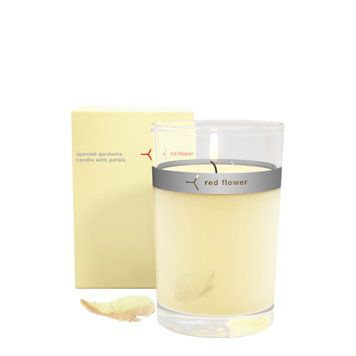 Red Flower Petal Topped Candle - French Lavender, 170g/6 oz Red Flower Petal Topped Candle - French Lavender on white background