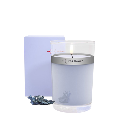 Red Flower Petal Topped Candle - French Lavender, 170g/6 oz Red Flower Petal Topped Candle - French Lavender on white background