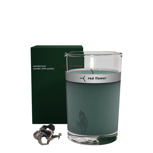 Red Flower Petal Topped Candle - French Lavender, 170g/6 oz Red Flower Petal Topped Candle - French Lavender on white background