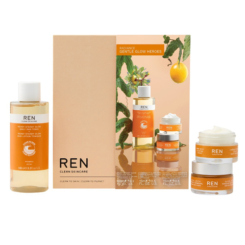 Ren Radiance Gentle Glow Heroes Gift Set Trio, 1 set Ren Radiance Gentle Glow Heroes Gift Set Trio on white background