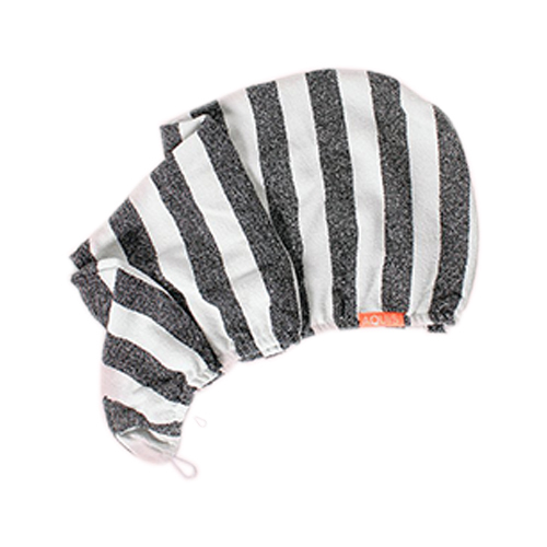AQUIS Rapid Dry Hair Turban - Black and White Stripe, 1 piece