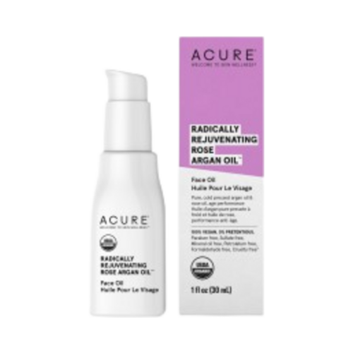 Acure Rejuvenating Rose Argan Oil on white background