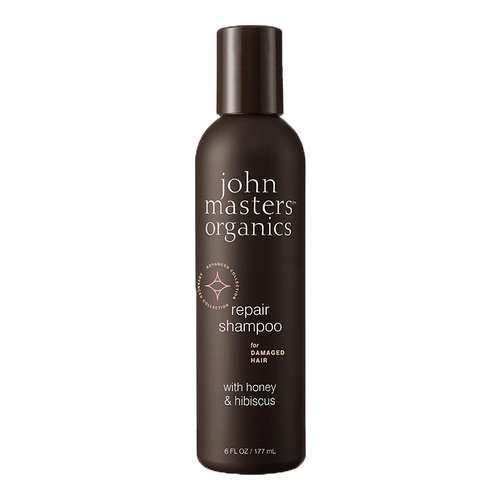 John Masters Organics Repair Shampoo for Damaged Hair with Honey and Hibiscus on white background