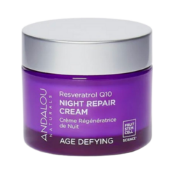 Resveratrol Q10 Night Repair Cream on white background