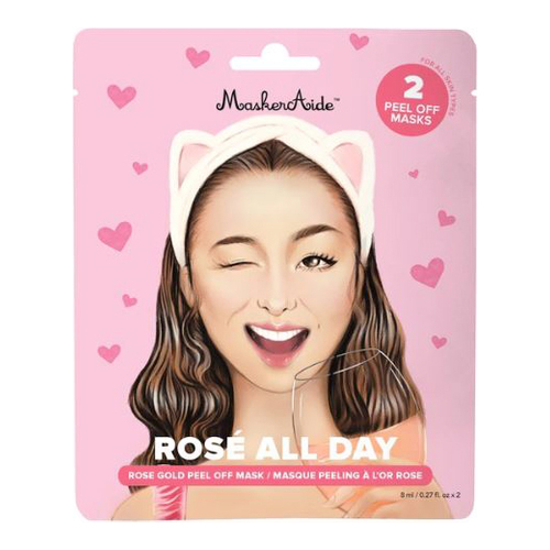 MaskerAide Rose All Day Rose Gold Peel Off Mask, 2 sheets