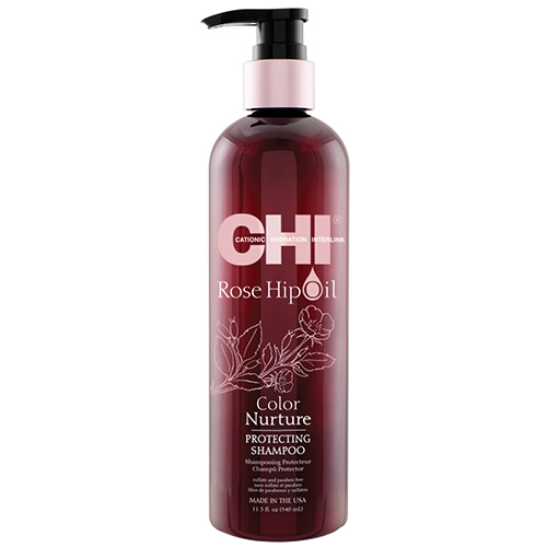 CHI Rose Hip Oil Protecting Shampoo on white background
