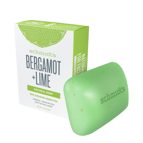 Schmidts Natural Bar Soap - Bergamot + Lime on white background