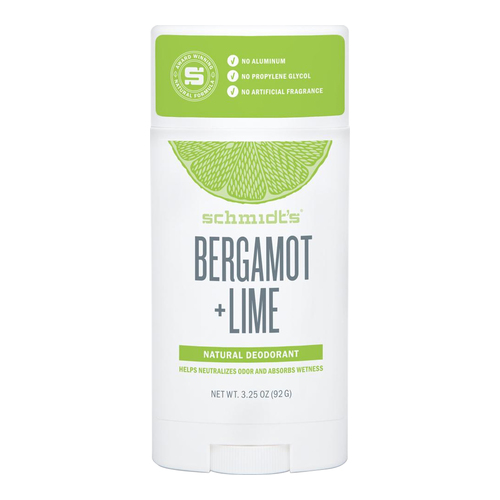 Schmidts Natural Deodorant Stick - Bergamot + Lime, 92g/3.25 oz Schmidts Natural Deodorant Stick - Bergamot + Lime on white background