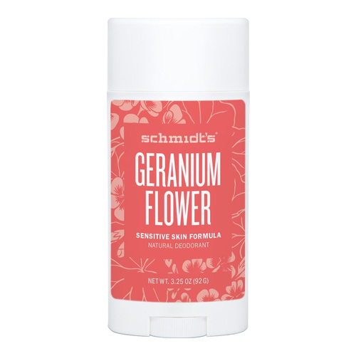 Schmidts Natural Sensitive Skin Deodorant Stick - Geranium Flower on white background