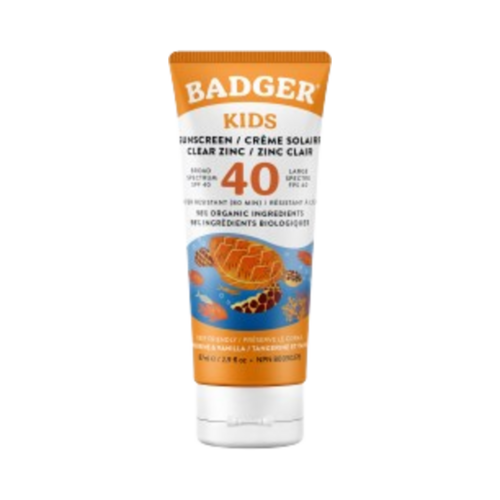 Badger Balms SPF 40 Kids Clear Zinc Sunscreen, 87ml/2.94 fl oz Badger Balms SPF 40 Kids Clear Zinc Sunscreen on white background