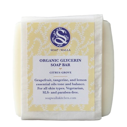 Soapwalla Glycerin Soap Bar - Saffron and Makrut Lime, 113g/4 oz Soapwalla Organic Glycerin Soap Bar - Citrus Grove on white background
