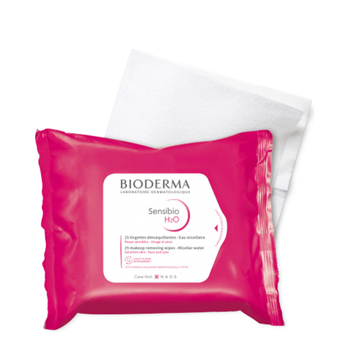 Bioderma Sensibio H2O Wipes, 25 wipes Bioderma Sensibio H2O Wipes on white background