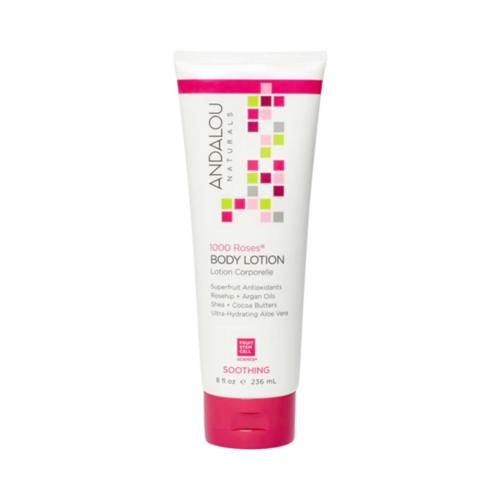 Andalou Naturals Sensitive 1000 Roses Soothing Body Lotion on white background