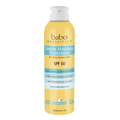 Babo Botanicals Sheer Mineral Sunscreen Spray - SPF 50, 170g/6 oz