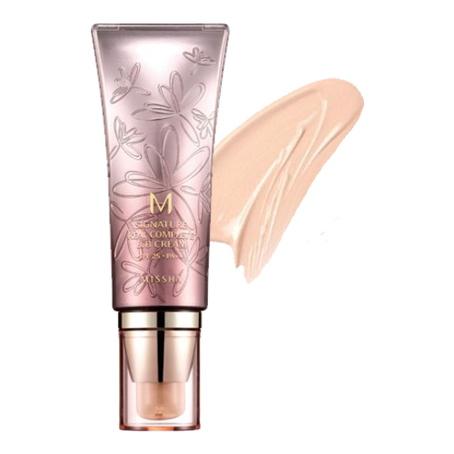 MISSHA Signature Real Complete BB Cream SPF25/PA++ (No.13 | Bright Milky Beige), 45g/1.6 oz MISSHA Signature Real Complete BB Cream SPF25/PA++ (No.21 | Light Pink Beige) on white background