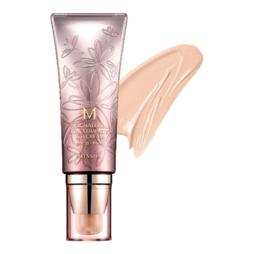 MISSHA Signature Real Complete BB Cream SPF25/PA++ (No.13 | Bright Milky Beige), 45g/1.6 oz MISSHA Signature Real Complete BB Cream SPF25/PA++ (No.21 | Light Pink Beige) on white background