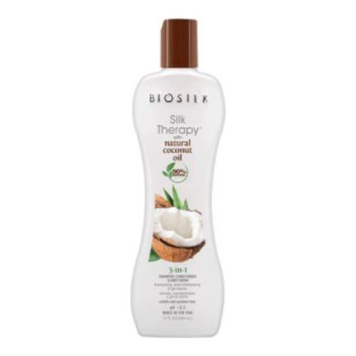 Biosilk  Silk Therapy with Natural Coconut Oil 3-in-1 on white background