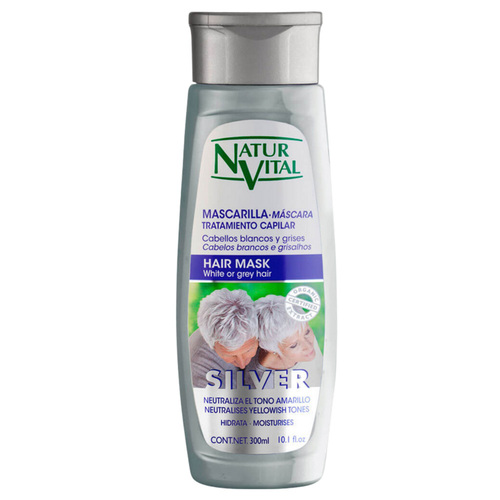 Natur Vital Silver - White Grey Hair Mask, 300ml/10.1 fl oz Natur Vital Silver - White Grey Hair Mask on white background