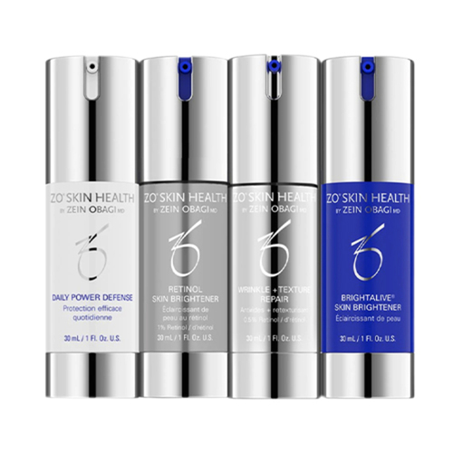ZO Skin Health Skin Brightening Program + Texture on white background