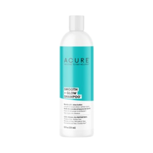 Acure Smooth + Glow Shampoo on white background