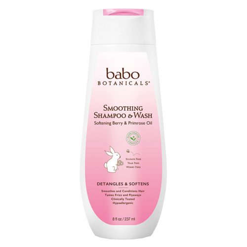 Babo Botanicals Smoothing Berry Primrose Detangling Shampoo and Wash, 237ml/8 fl oz Babo Botanicals Smoothing Berry Primrose Detangling Shampoo and Wash on white background