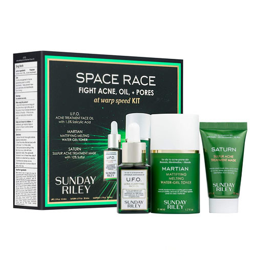 Sunday Riley Space Race Fight Acne, Oil, and Pores Kit, 1 set Sunday Riley Space Race Fight Acne, Oil, and Pores Kit on white background