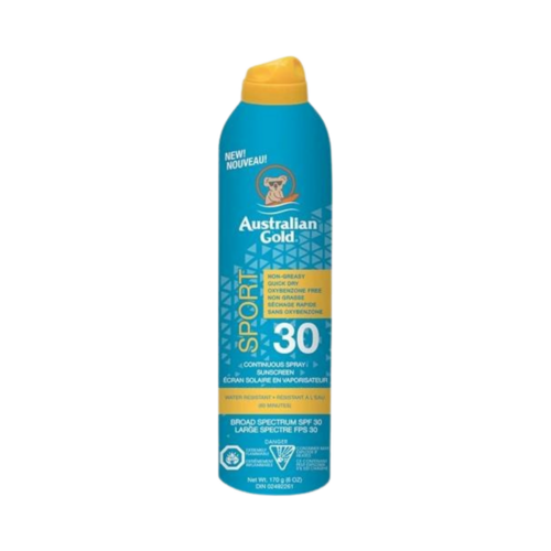 Australian Gold Sport Continuous Spray Sunscreen SPF 30, 170g/6 oz Australian Gold Sport Continuous Spray Sunscreen SPF 30 on white background