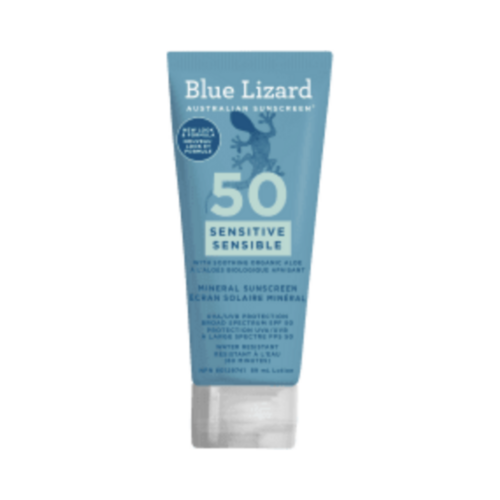 Blue Lizard Sunscreen SPF 50 Sensitive Lotion on white background