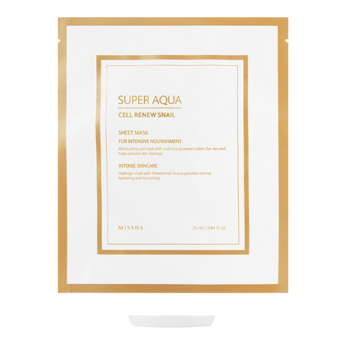 MISSHA Super Aqua Cell Renew Snail Hydro Gel Mask, 25ml/0.8 fl oz MISSHA Super Aqua Cell Renew Snail Hydro Gel Mask on white background