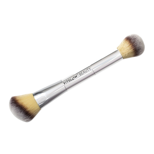 FitGlow Beauty Teddy Double Cheek Brush, 1 piece FitGlow Beauty Teddy Double Cheek Brush on white background