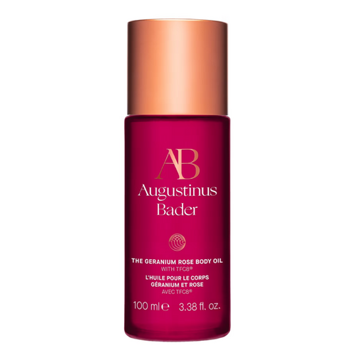 Augustinus Bader The Geranium Rose Body Oil on white background