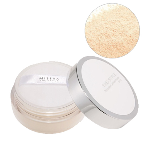 MISSHA The Style Fitting Wear Cashmere Powder SPF15 (No.3) - Shimmering Beige, 20g/0.7 oz MISSHA The Style Fitting Wear Cashmere Powder SPF15 (No.1) - Light Beige on white background