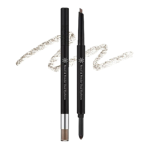 MISSHA The Style Pencil and Powder Dual Eyebrow - Dark Brown on white background
