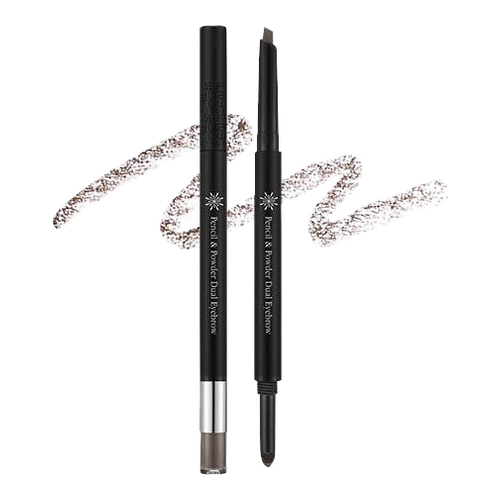 MISSHA The Style Pencil and Powder Dual Eyebrow - Dark Brown on white background