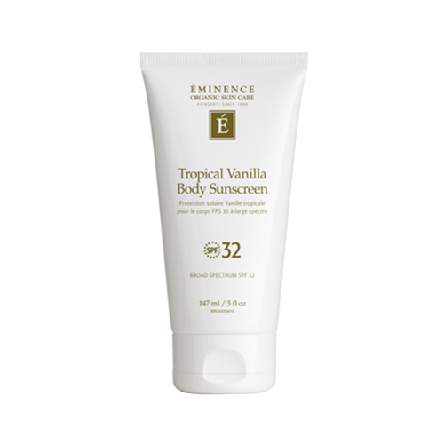 Eminence Organics Tropical Vanilla Body Sunscreen SPF 32, 150ml/5 fl oz Eminence Organics Tropical Vanilla Body Sunscreen SPF 32 on white background