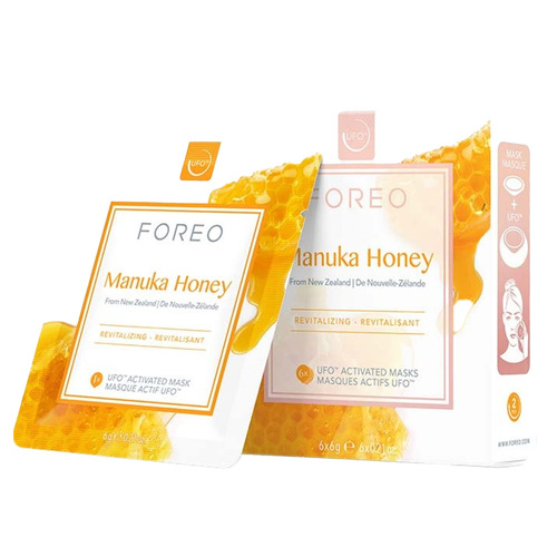 Foreo UFO Activated Mask, Farm-to-Face Collection - Manuka Honey on white background