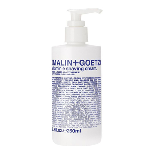 Malin + Goetz Vitamin E Shaving Cream, 250ml/8.5 fl oz Malin + Goetz Vitamin E Shaving Cream on white background