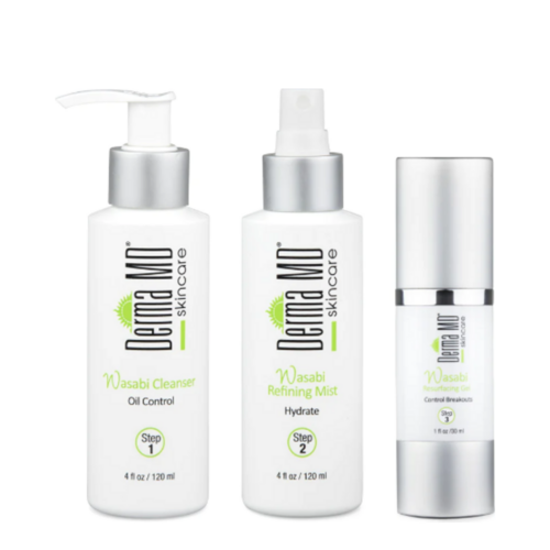 Derma MD Wasabi 3 Step Anti Acne System, 1 set Derma MD Wasabi 3 Step Anti Acne System on white background