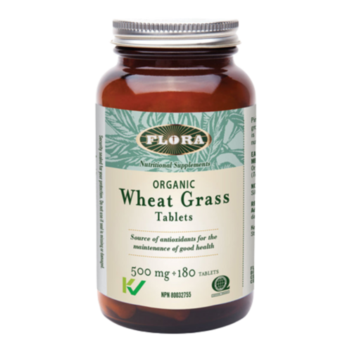 Flora Wheat Grass 500 mg on white background