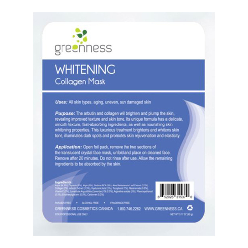 Greeness Cosmetics Whitening Collagen Mask, 120g/4.2 oz Greenness Cosmetics Whitening Collagen Mask on white background